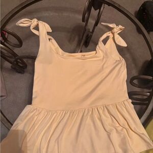 Scotty Cream Peplum Tank Top with Tie Front